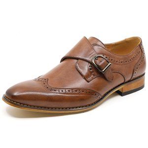 Metrocharm MC605 Men's Brown Monk Strap Dress Shoe